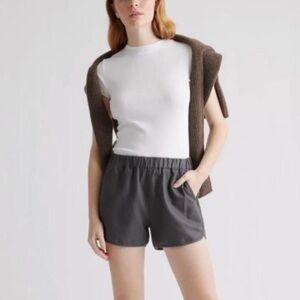 NEW Quince Cotton Linen Twill Pull On shorts - Small - grey - $45